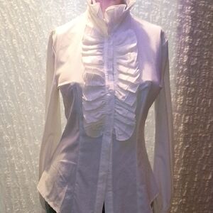 Elegant White Ruffled Women's Top